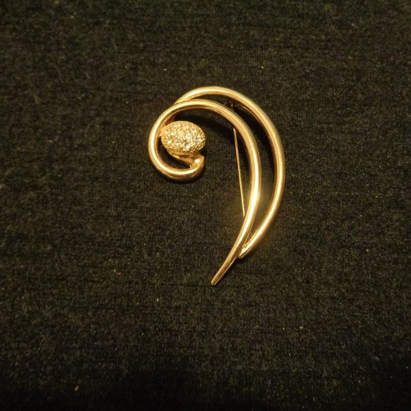 VINTAGE LG SWIRL BLING GOLDTONE PIN - Picture 3 of 4